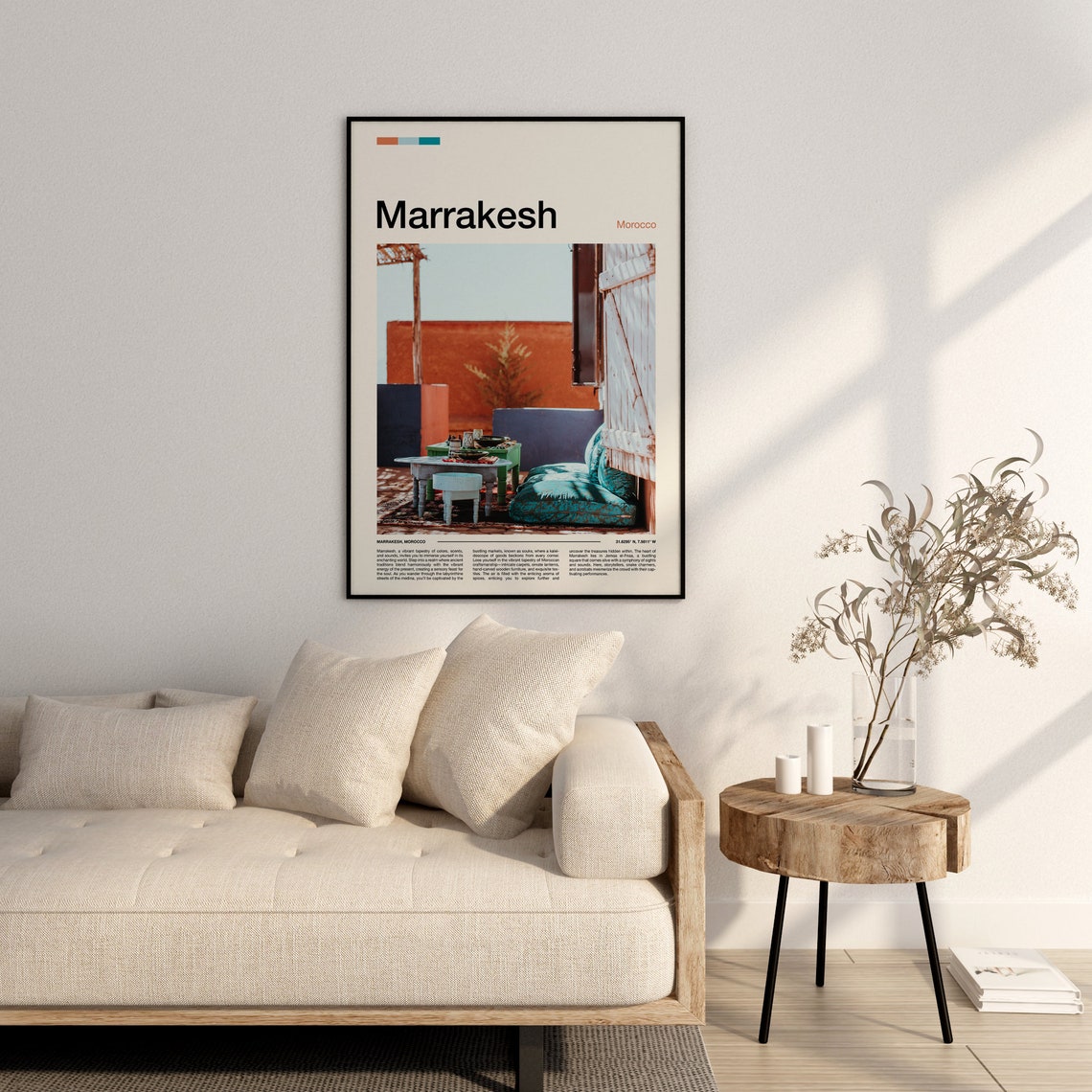 Marrakesh Morocco Rooftop Terrace Colorful Lounge Decor Poster - Image 2