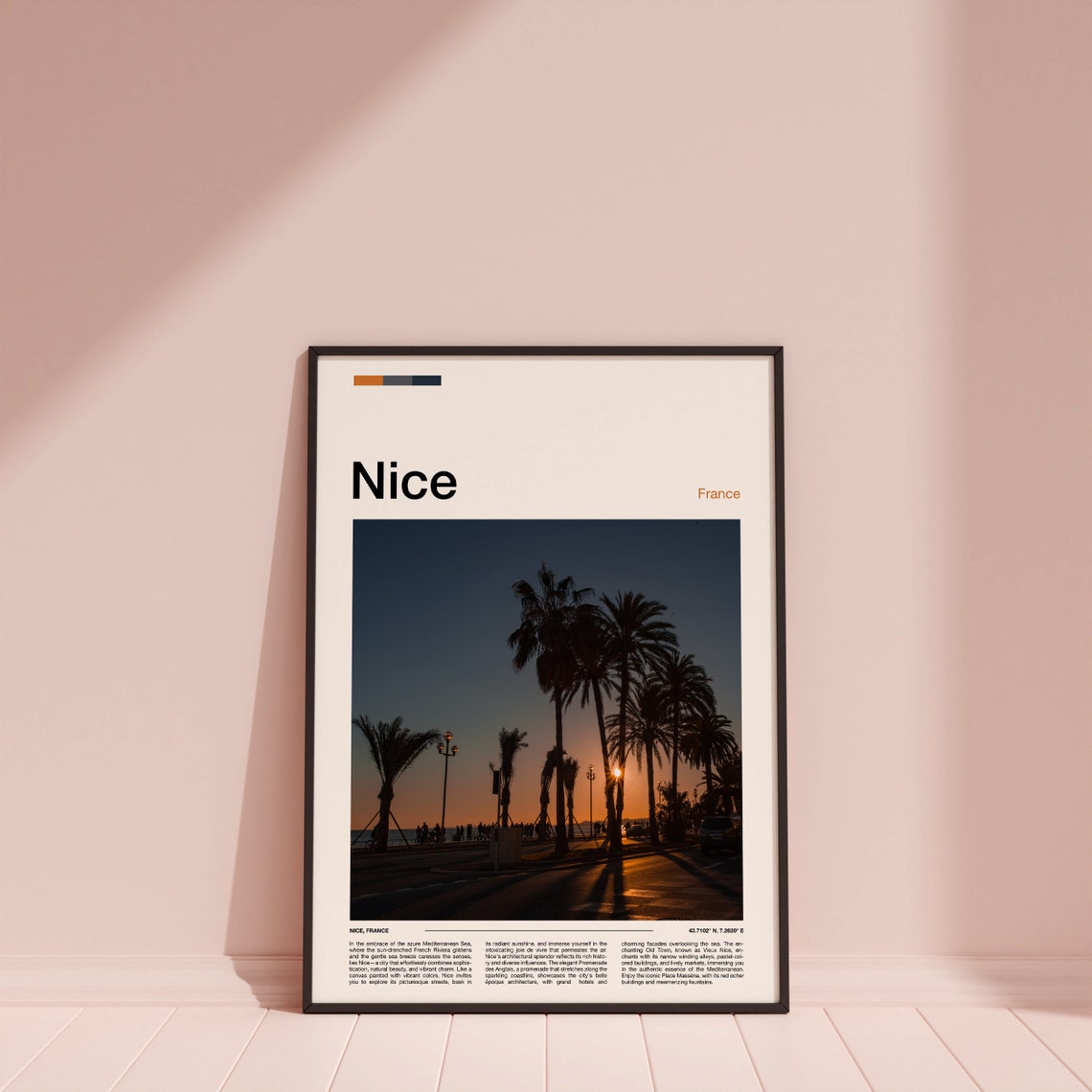 Nice France Sunset Palm Promenade Riviera Mediterranean Coast Poster - Image 3
