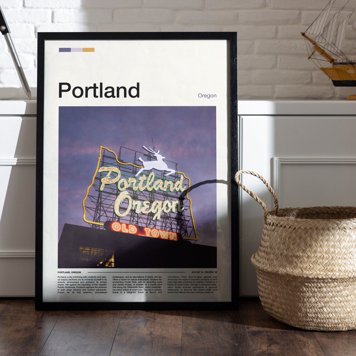 Portland Oregon Old Town Stag Neon Sign Twilight Photo Poster - Image 5