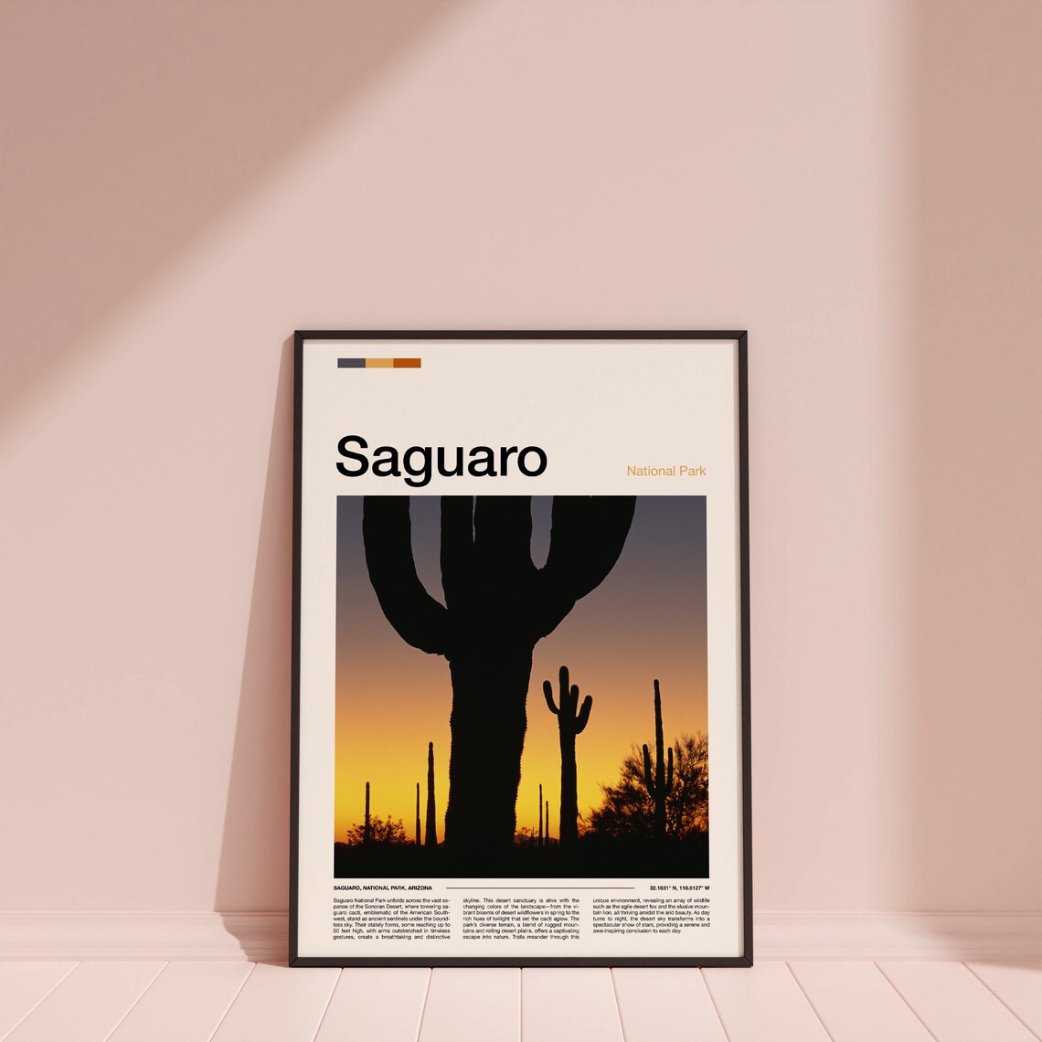 Saguaro National Park Arizona Desert Cactus Silhouette Sunset Poster - Image 4