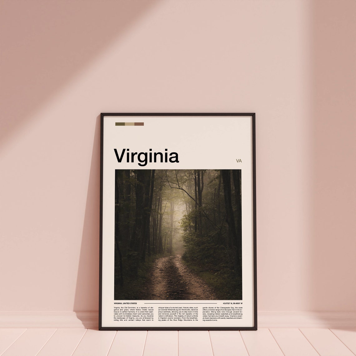 Virginia Misty Forest Path Sunlight Woodland Photography Poster - Image 4