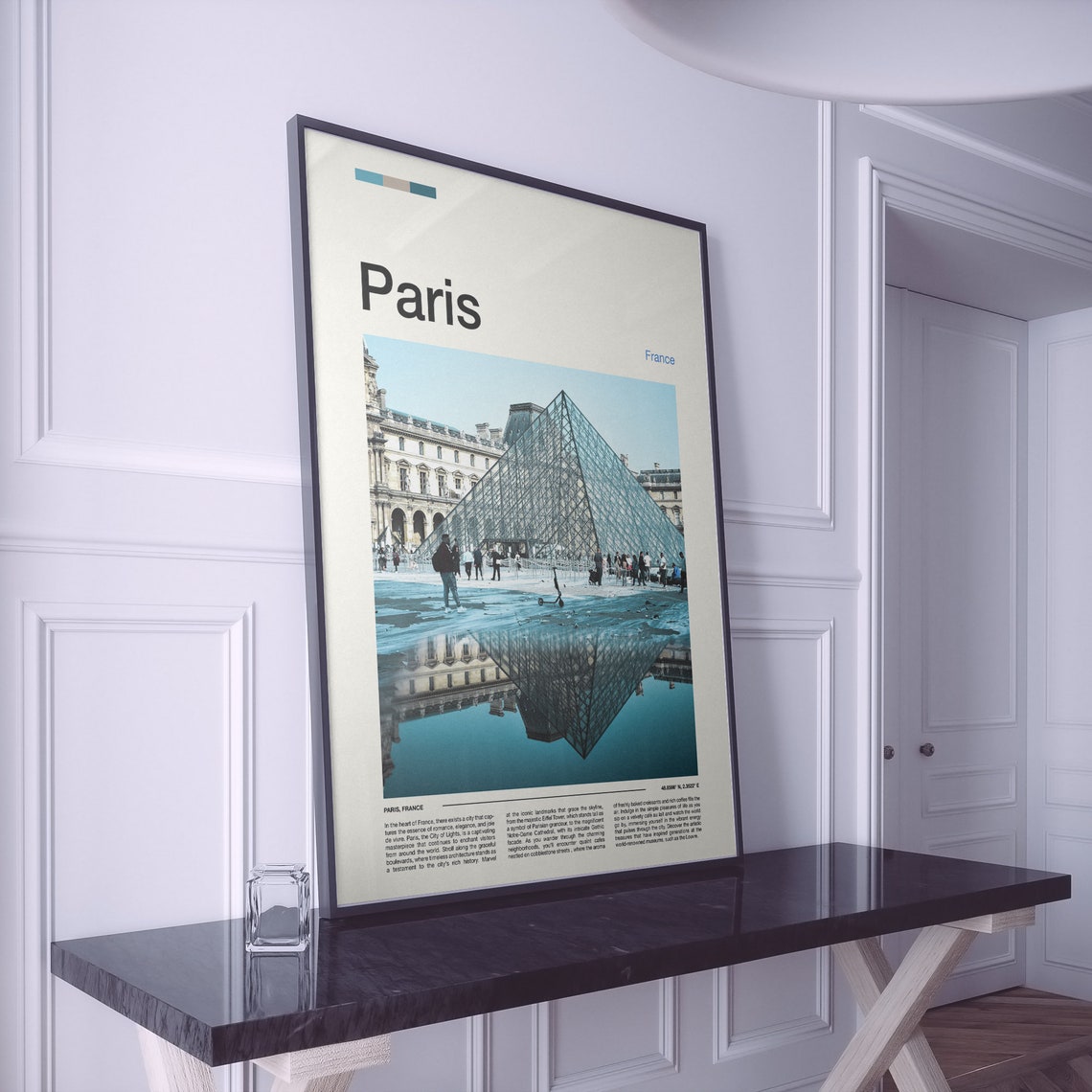 Paris France Louvre Pyramid Reflection Photography Travel Poster - Image 2