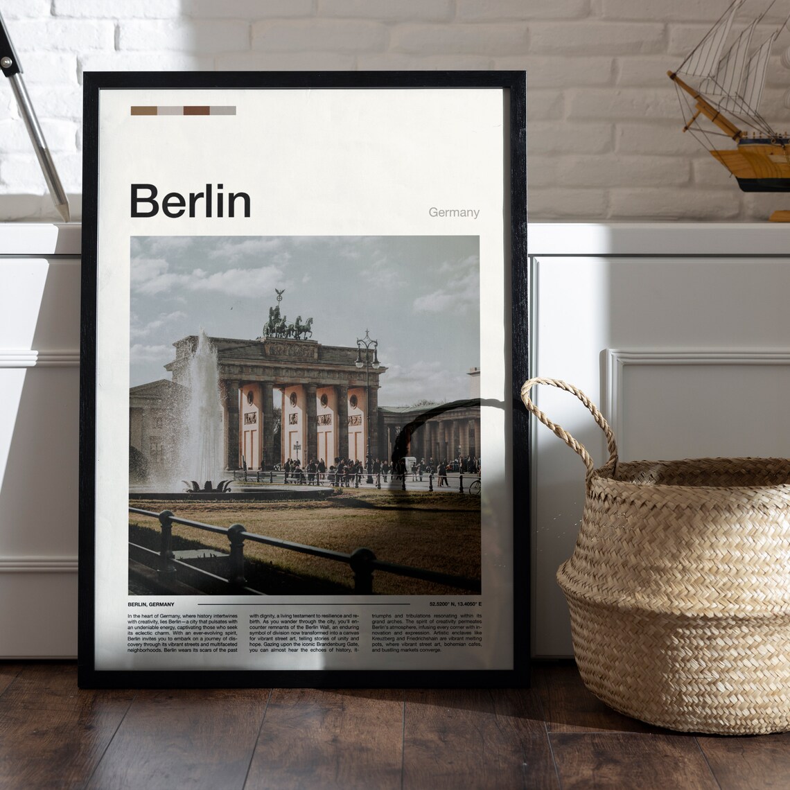 Berlin Germany Brandenburg Gate Quadriga Fountain Square Scene Poster - Image 5