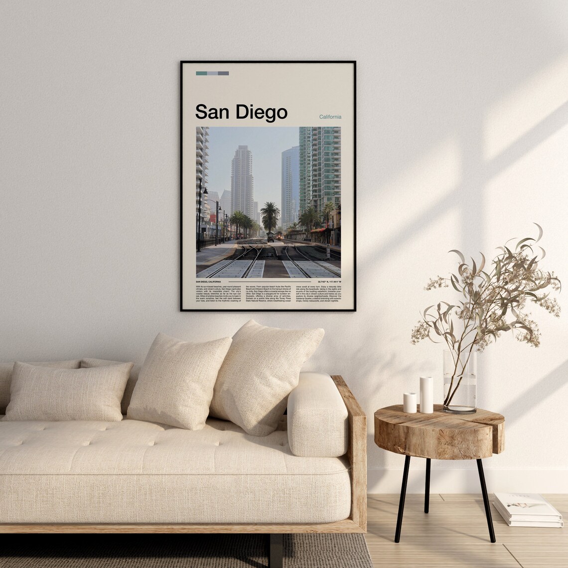 San Diego California Trolley Tracks Downtown Minimalist Photo Poster - Image 3
