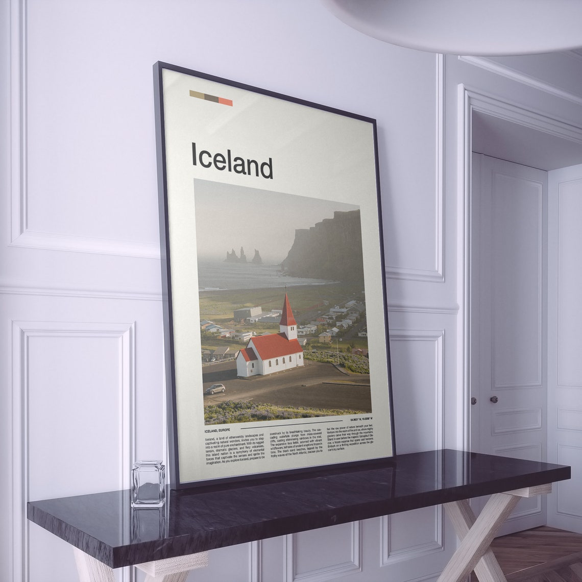 Iceland Vik Village Red Church Black Beach Sea Stacks Poster - Image 2