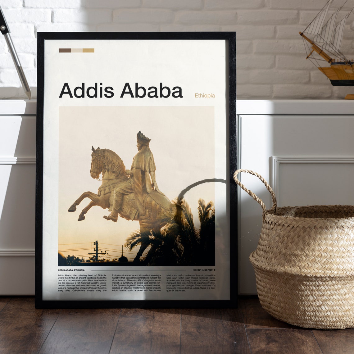 Addis Ababa Ethiopia Menelik Equestrian Statue Sunset Photo Poster - Image 5