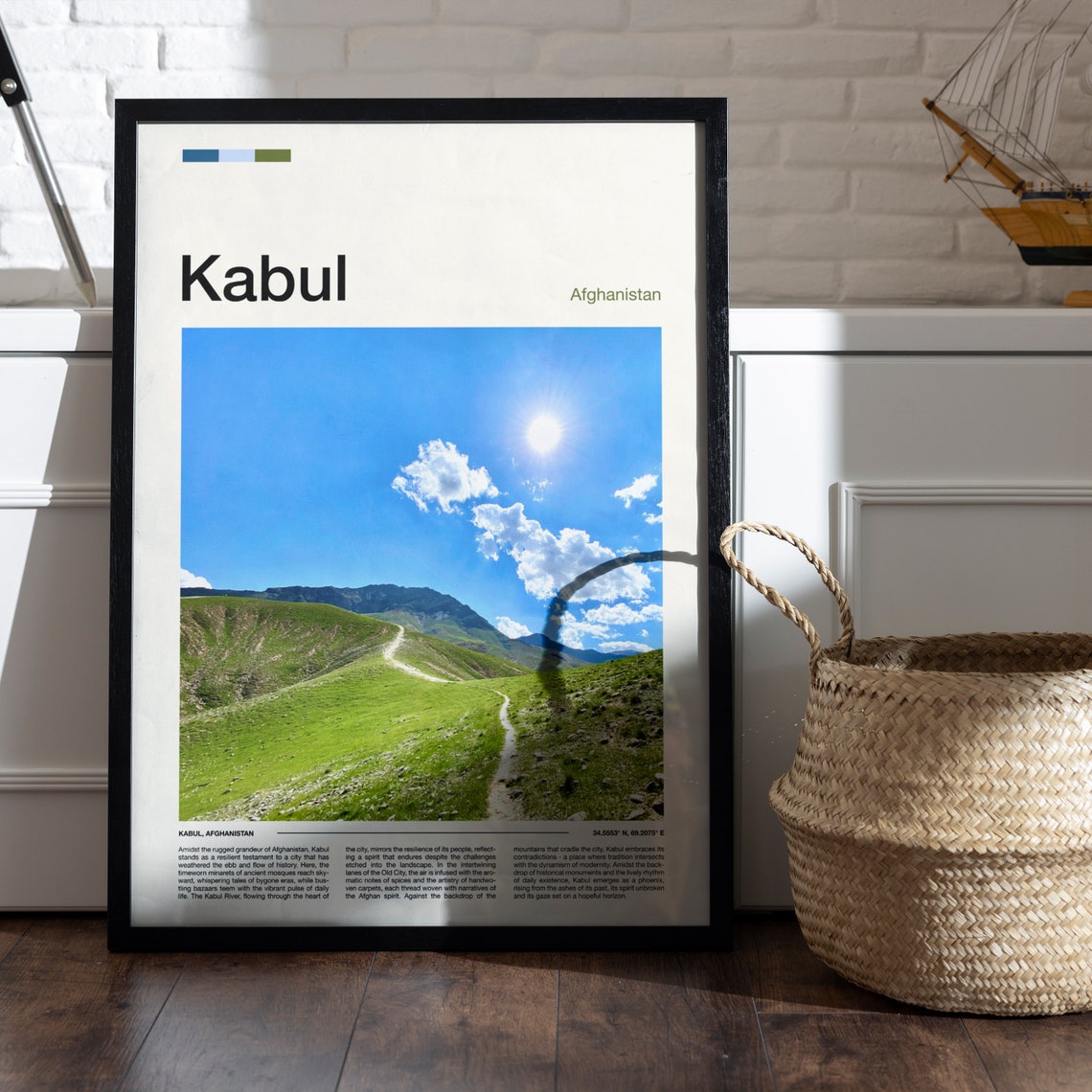 Kabul Afghanistan Green Mountain Valley Scenic Hiking Trail Poster - Image 5