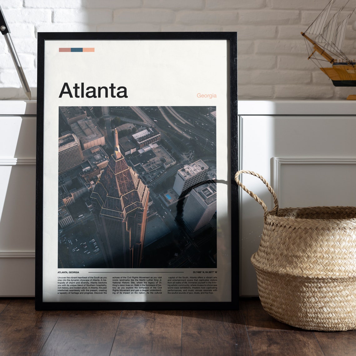 Atlanta Georgia Downtown Skyline Twilight Aerial View Poster - Image 5