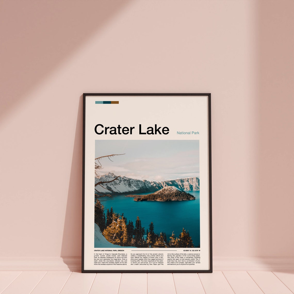 Crater Lake National Park Print Crater Lake National Park Poster Crater Lake Wall Art Crater Lake Art Print Crater Lake Photo - Image 3