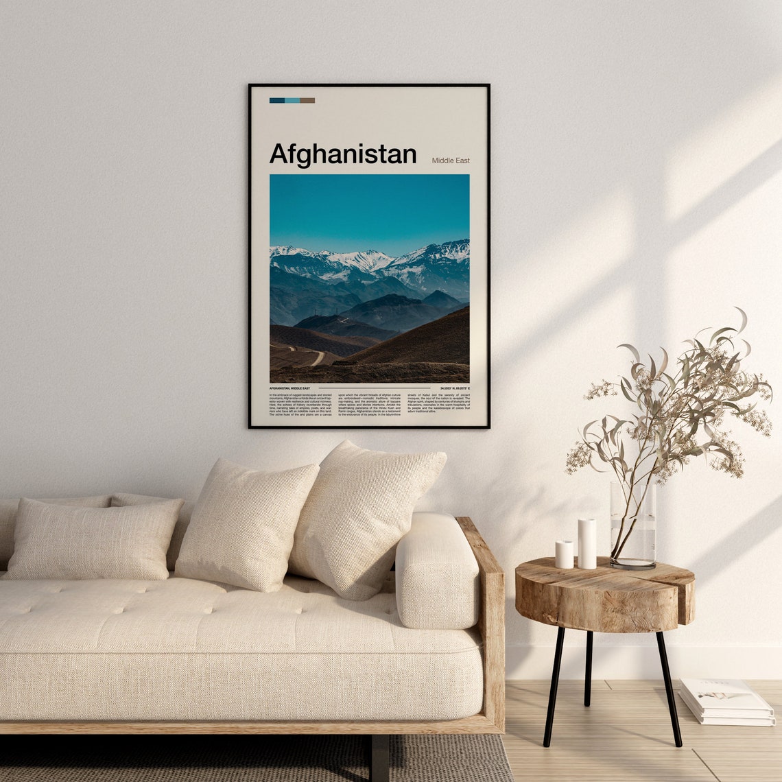 Afghanistan Snow Capped Mountain Range Bright Blue Sky Poster - Image 3