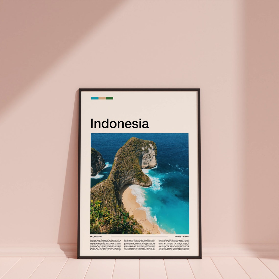 Indonesia Bali Cliff Beach Aerial Turquoise Water Travel Poster - Image 4