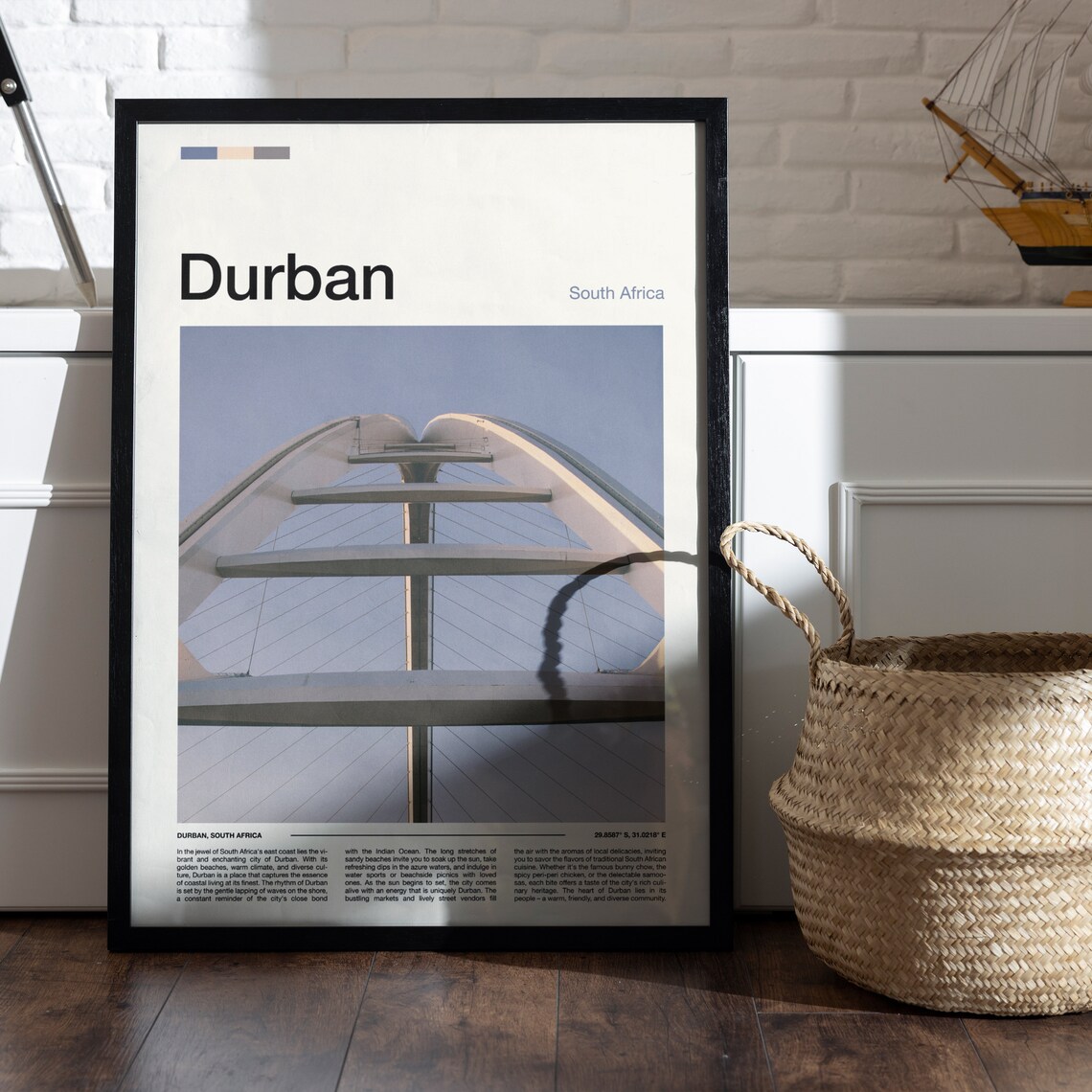 Durban South Africa Stadium Arch Modern Landmark Skyline Poster - Image 5