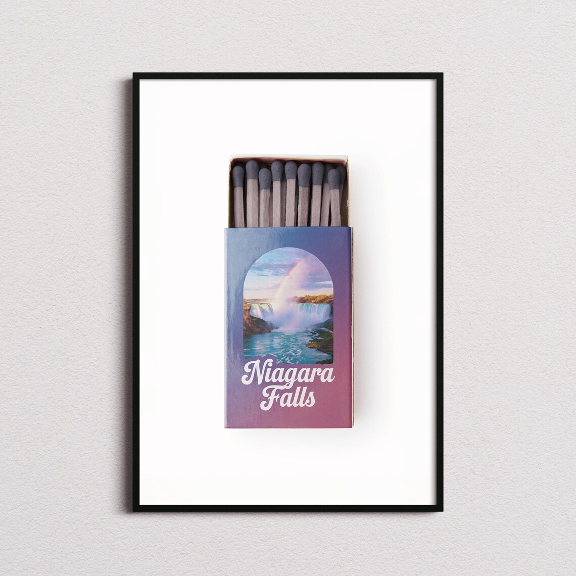 Niagara Falls Matchbox Waterfall Photo Vintage Travel Art Poster