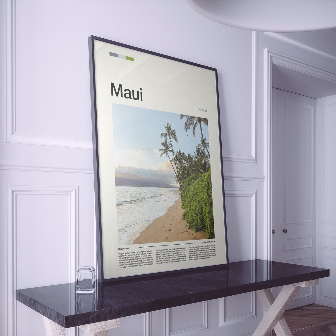 Maui Hawaii Palm Tree Beach Sunset Coastline Minimalist Travel Poster - Image 2