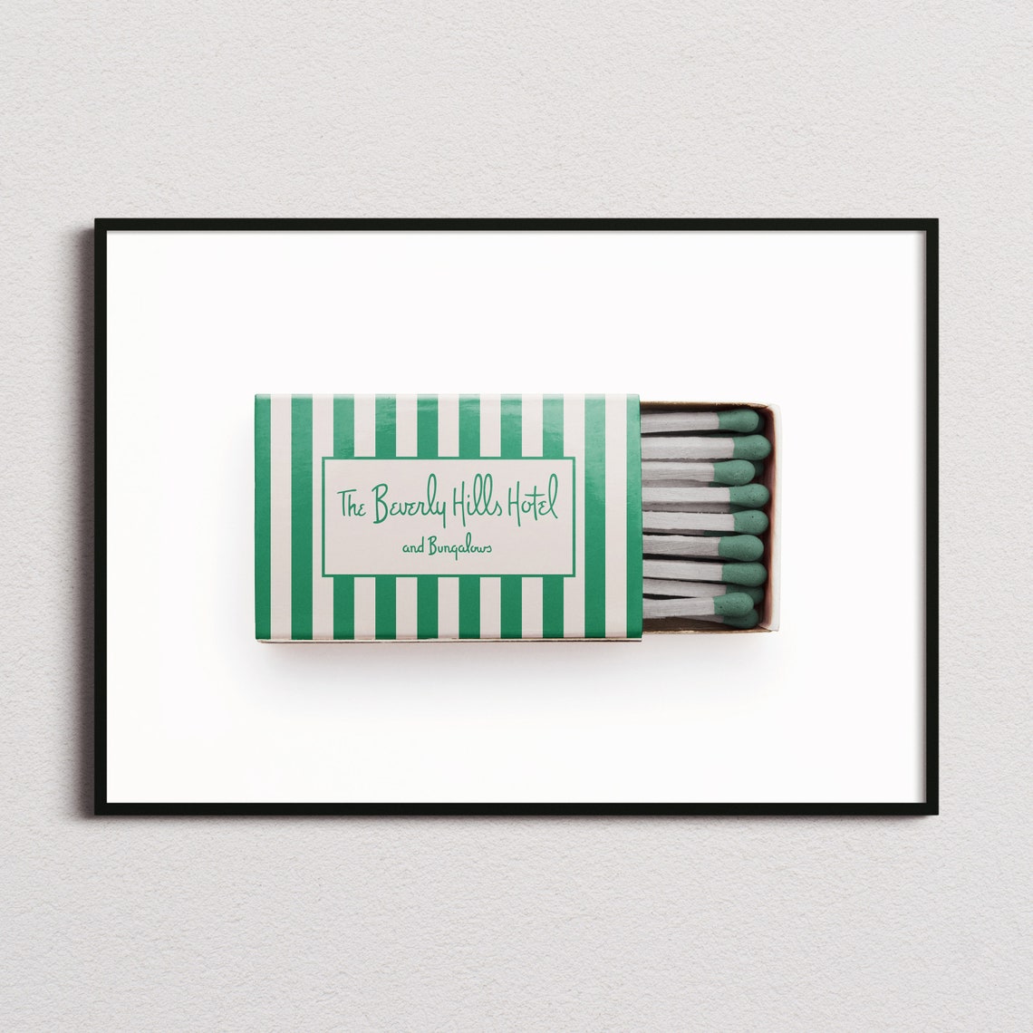 Beverly Hills Hotel Green Striped Vintage Matchbox Art Poster