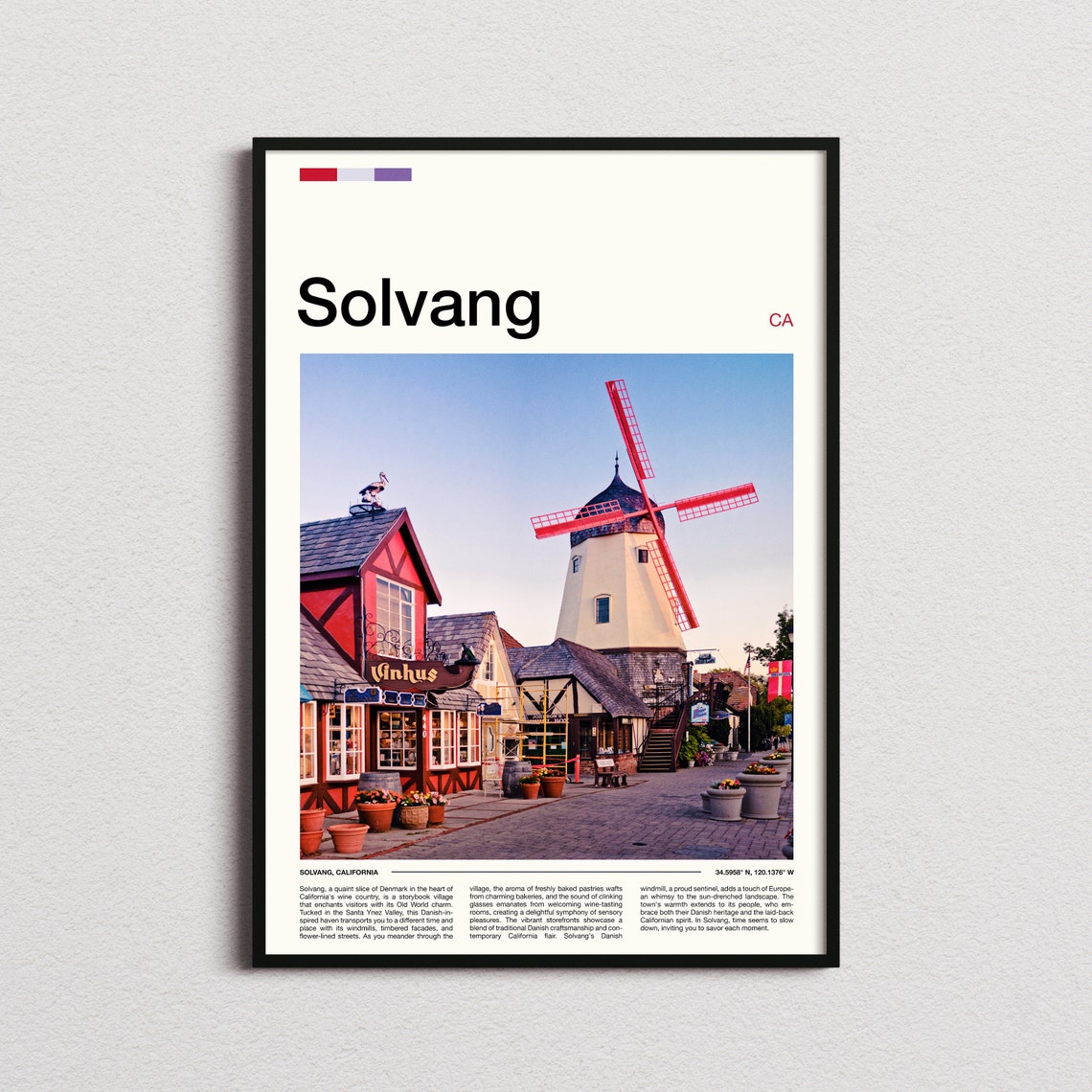 Solvang California Danish Village Red Windmill Street Poster