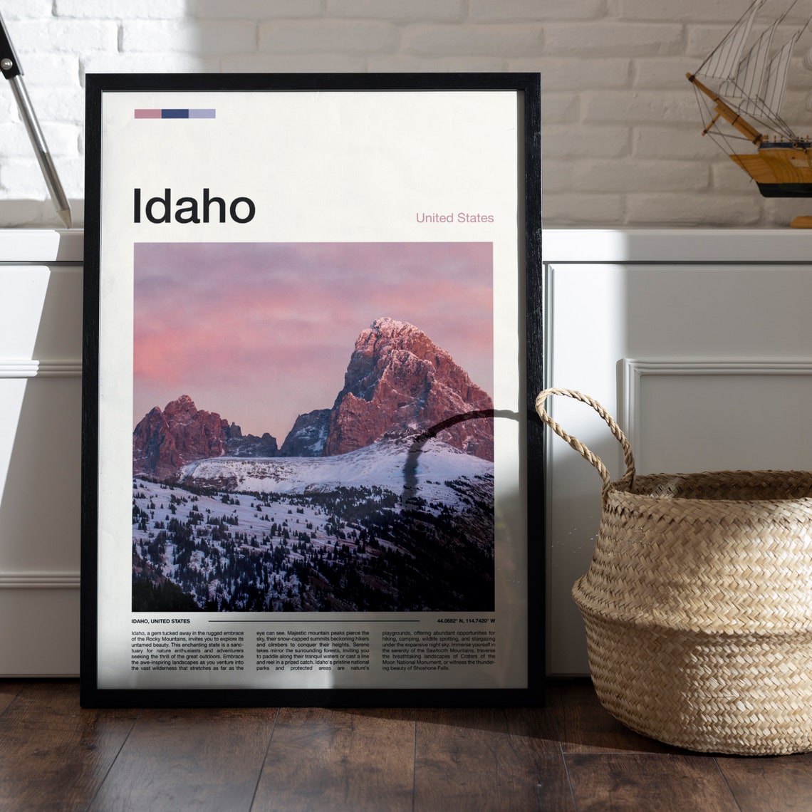 Idaho Scenic Snow Capped Rocky Mountain Peaks Winter Dusk Poster - Image 5