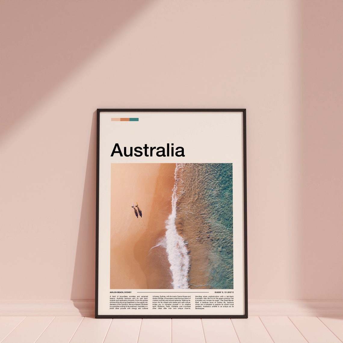 Australia Avalon Beach Aerial Surfers Golden Sand Waves Poster - Image 4