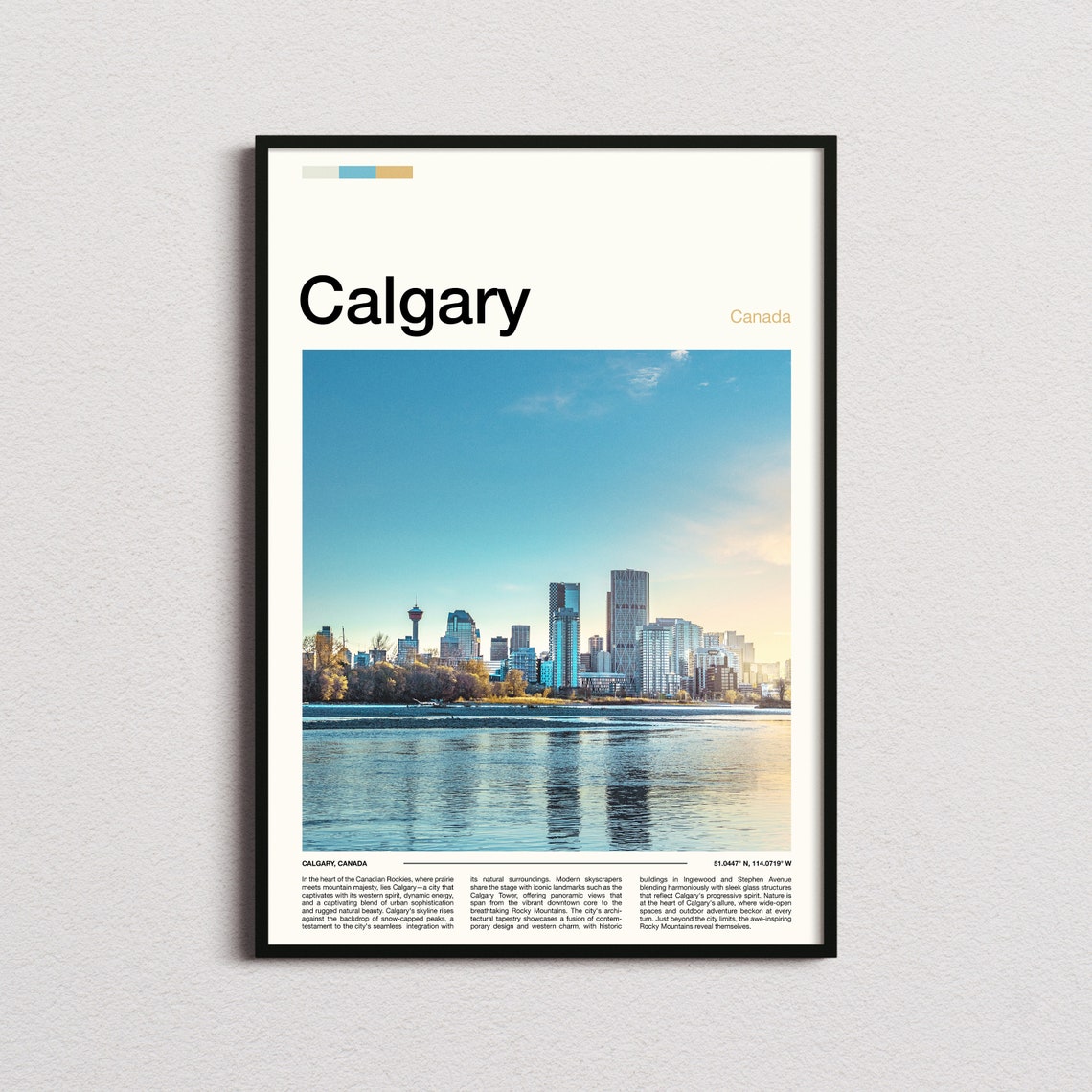 Calgary Canada Skyline River Reflection Downtown View Poster