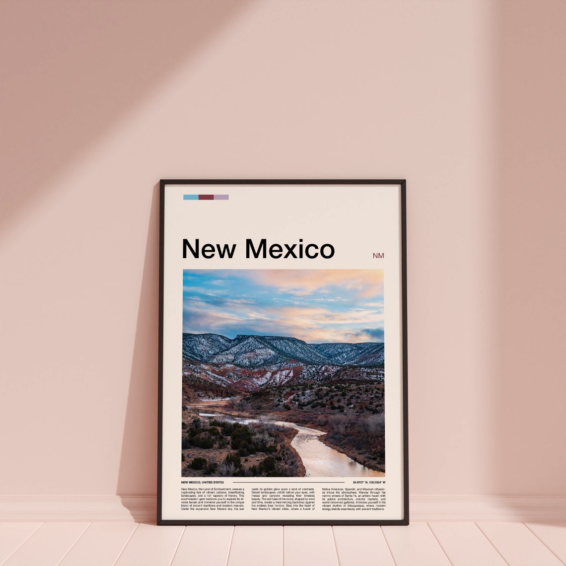 New Mexico Desert River Sunset Winter Mountain Landscape Poster - Image 4
