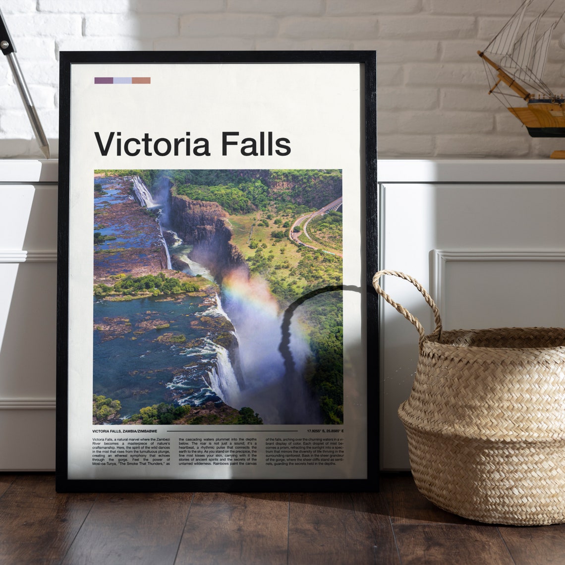 Victoria Falls Zambia Zimbabwe Aerial Waterfall Travel Poster - Image 5