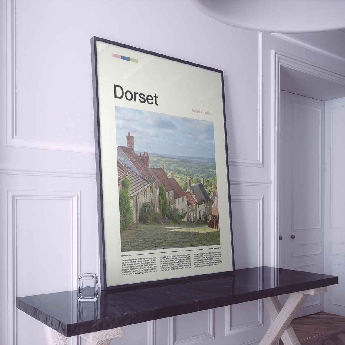 Dorset England Quint Thatched Cottage Village Rooftop Street Poster - Image 2