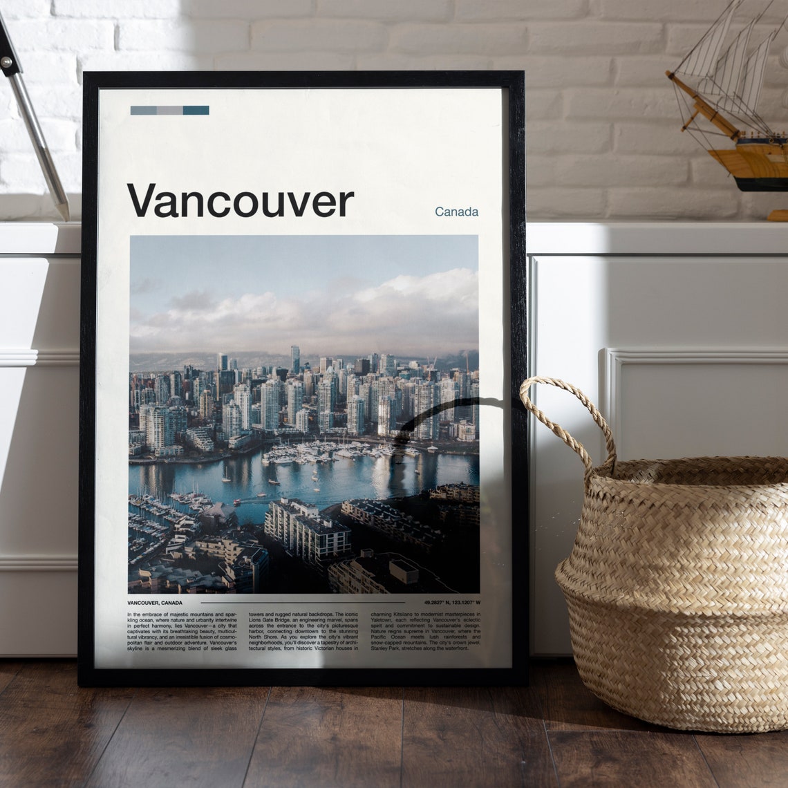 Vancouver Canada Downtown Skyline Harbor Marina Aerial Poster - Image 5