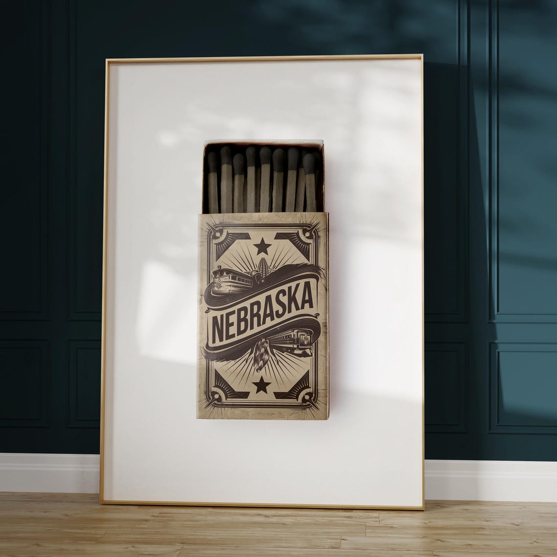 Nebraska Matchbox Vintage Train Corn Retro Kitchen Decor Print - Image 4