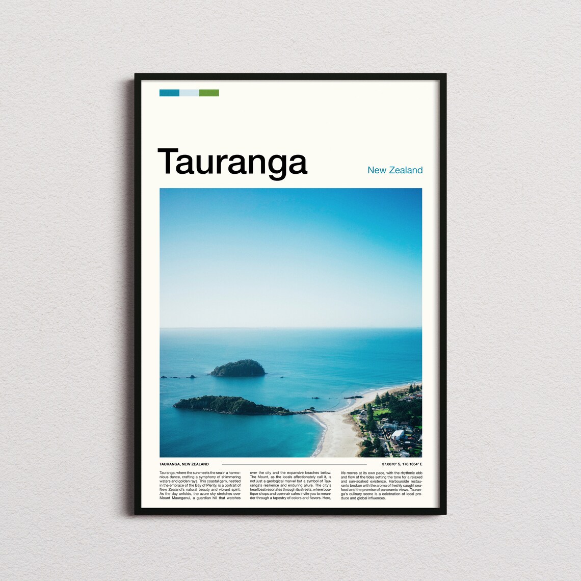 Tauranga New Zealand Island Bay Bright Blue Sky Aerial Poster