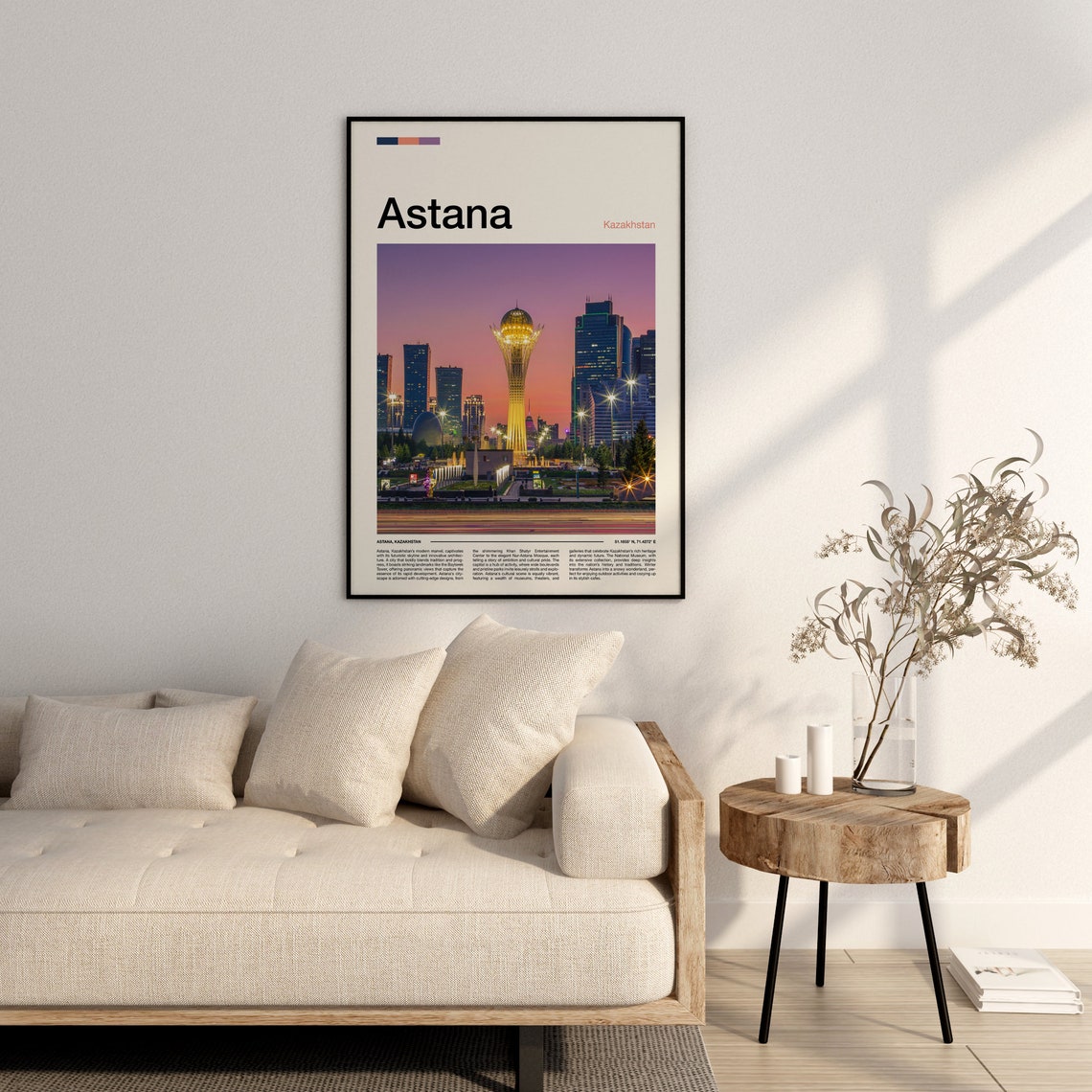 Astana Kazakhstan Bayterek Tower Golden Dusk Night Skyline Poster - Image 3