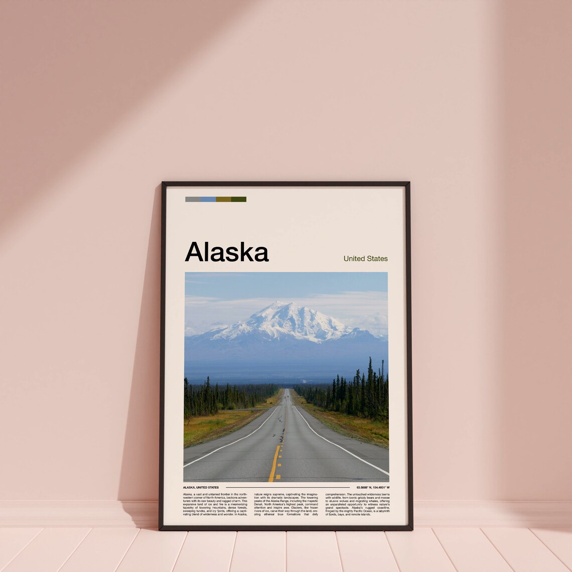 Alaska Denali Mountain Road Highway Snow Peak Vista Art Poster - Image 4