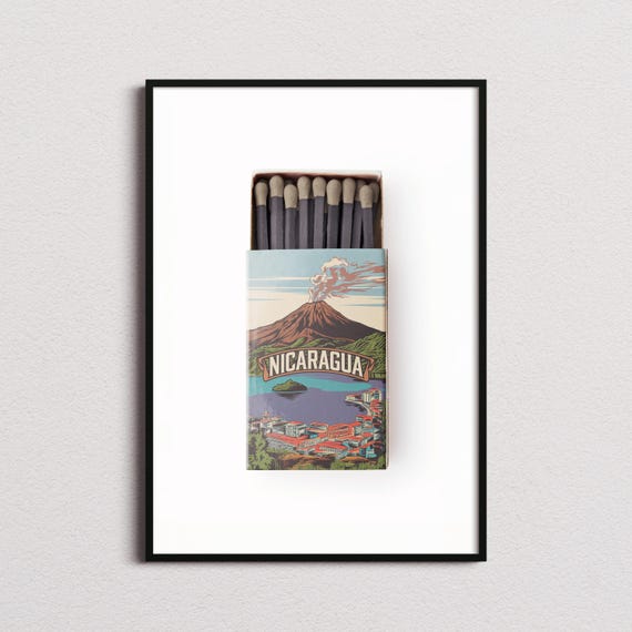 Nicaragua Matchbox Print Nicaragua Print Nicaragua Poster Nicaragua Wall Art Nicaragua Art Print Nicaragua Gifts