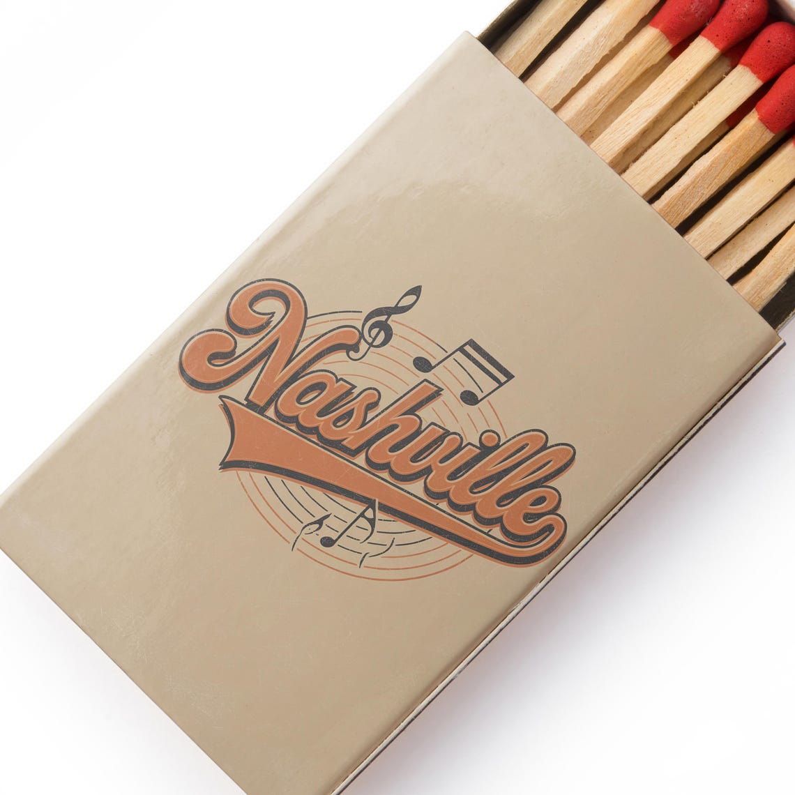 Nashville Tennessee Music City Matchbox Retro Script Logo Art Poster - Image 4