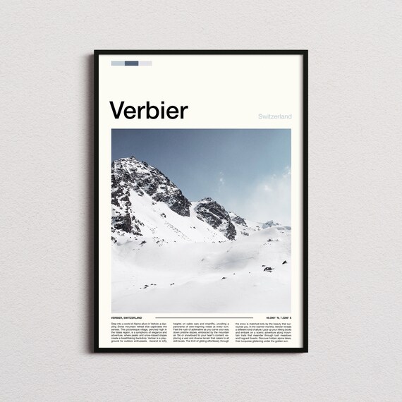 Verbier Switzerland Rugged Alpine Snow Peak Clear Winter Sky Poster
