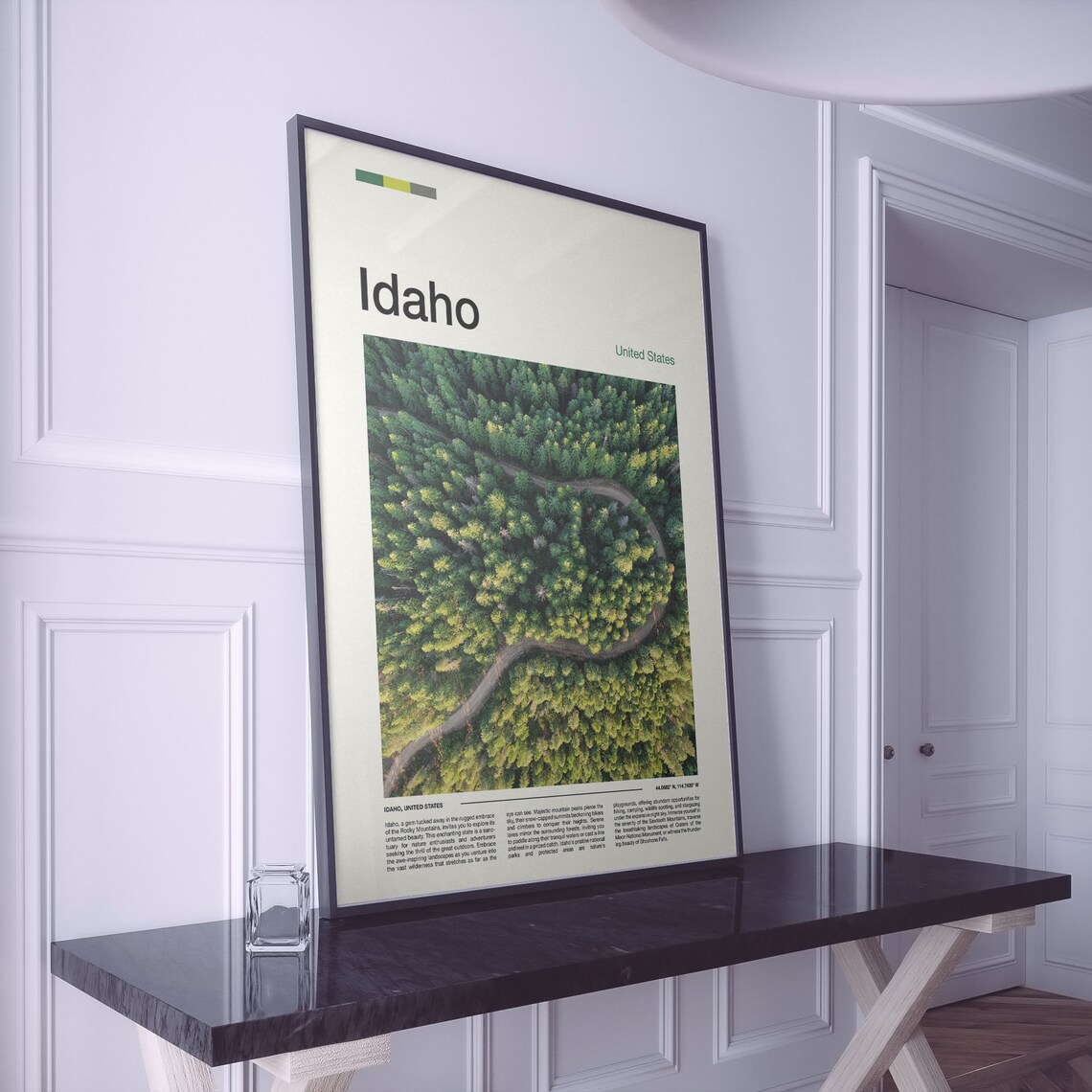 Idaho Aerial Pine Forest Winding Road Nature Minimal Travel Poster - Image 2