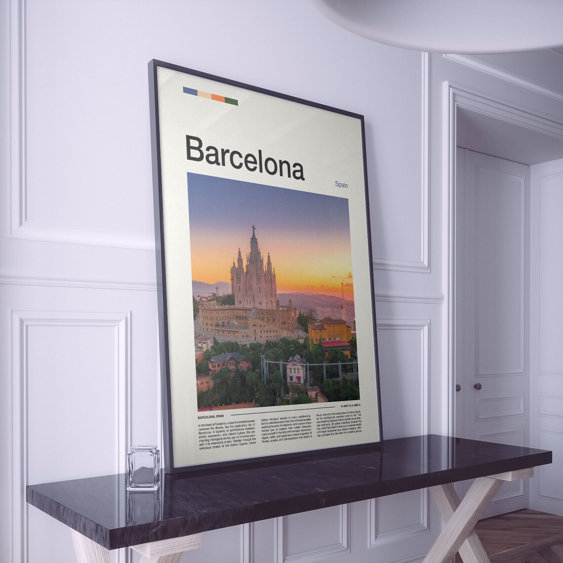 Barcelona Spain Sunset Over The Sacred Heart Church On Tibidabo Poster - Image 2