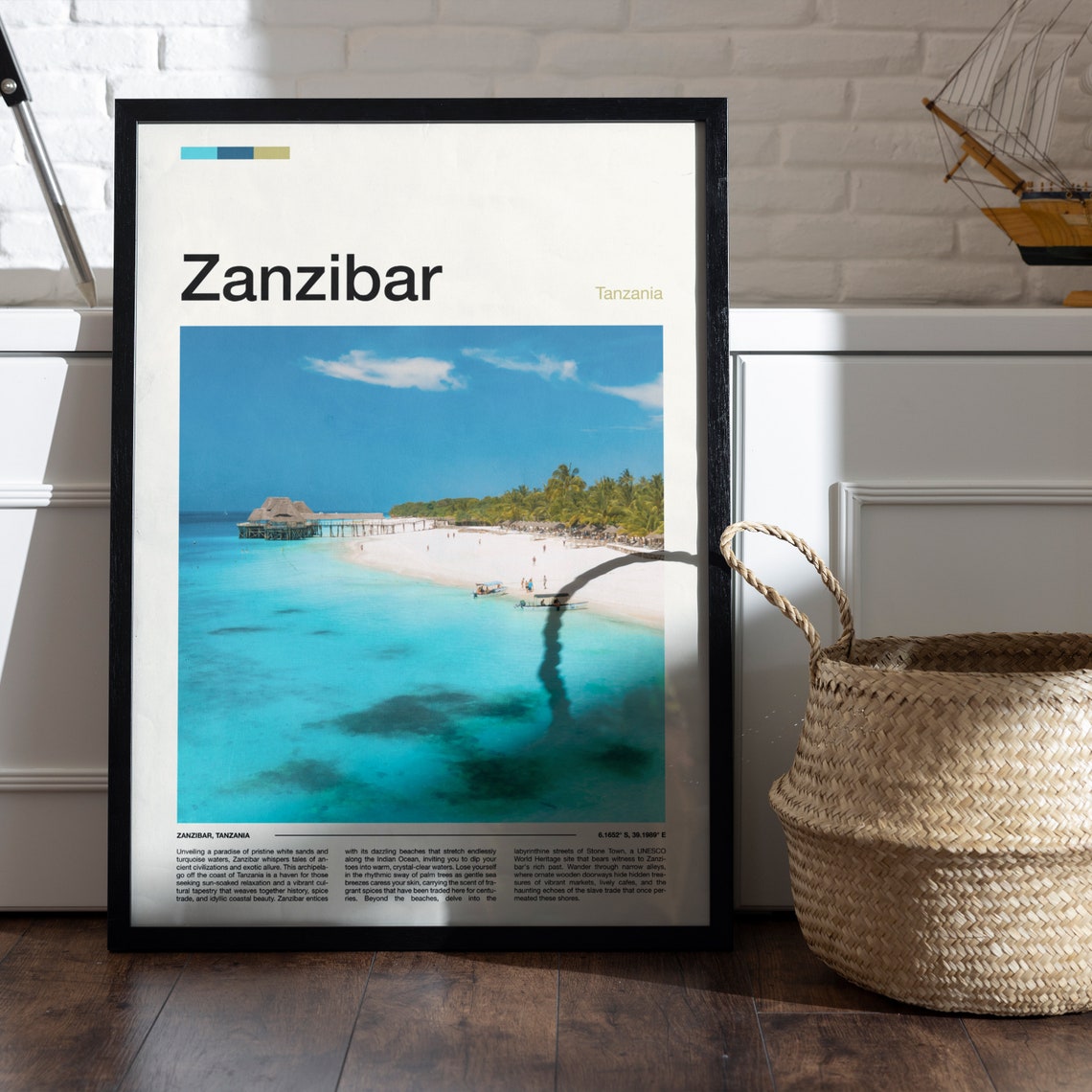 Zanzibar Tanzania White Sand Beach Pier Turquoise Sea Poster - Image 5