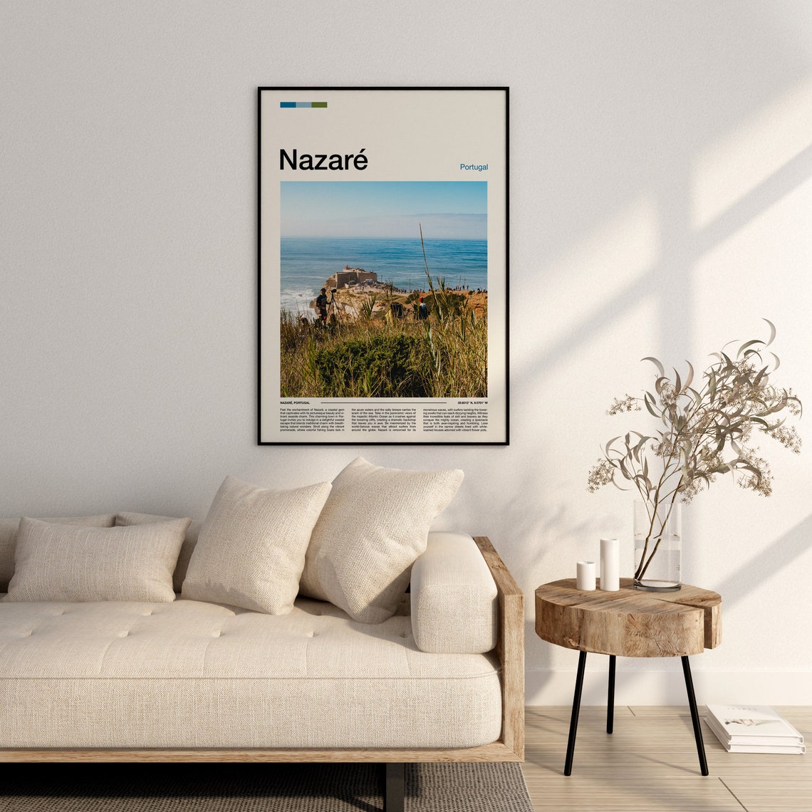 Nazare Portugal Clifftop Beach View Coastal Photography Poster - Image 3