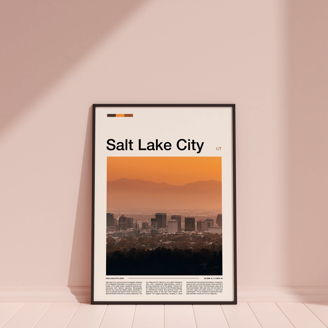 Salt Lake City Utah Golden Hour Downtown Skyline Minimalist Photo Poster - Image 4