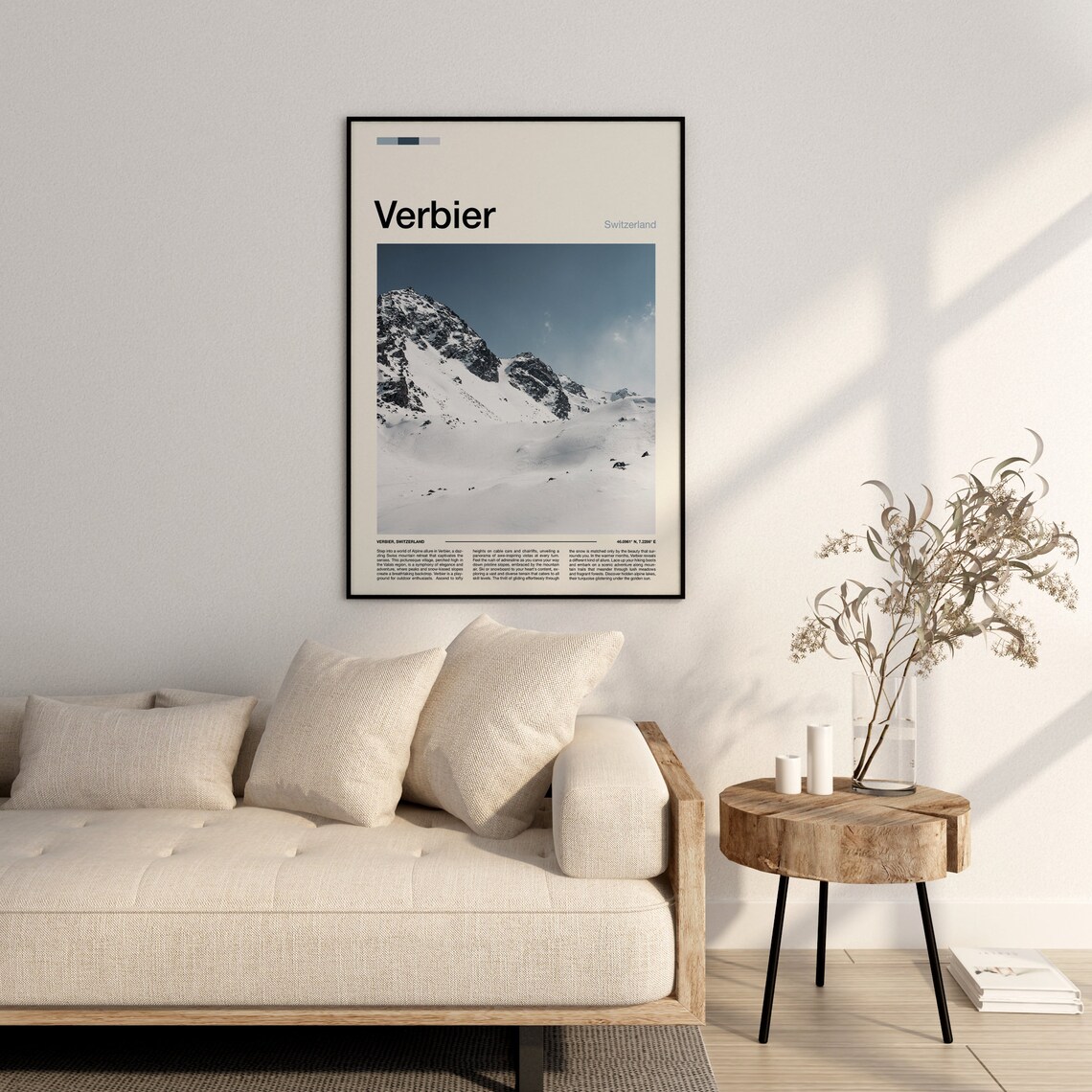 Verbier Switzerland Rugged Alpine Snow Peak Clear Winter Sky Poster - Image 3