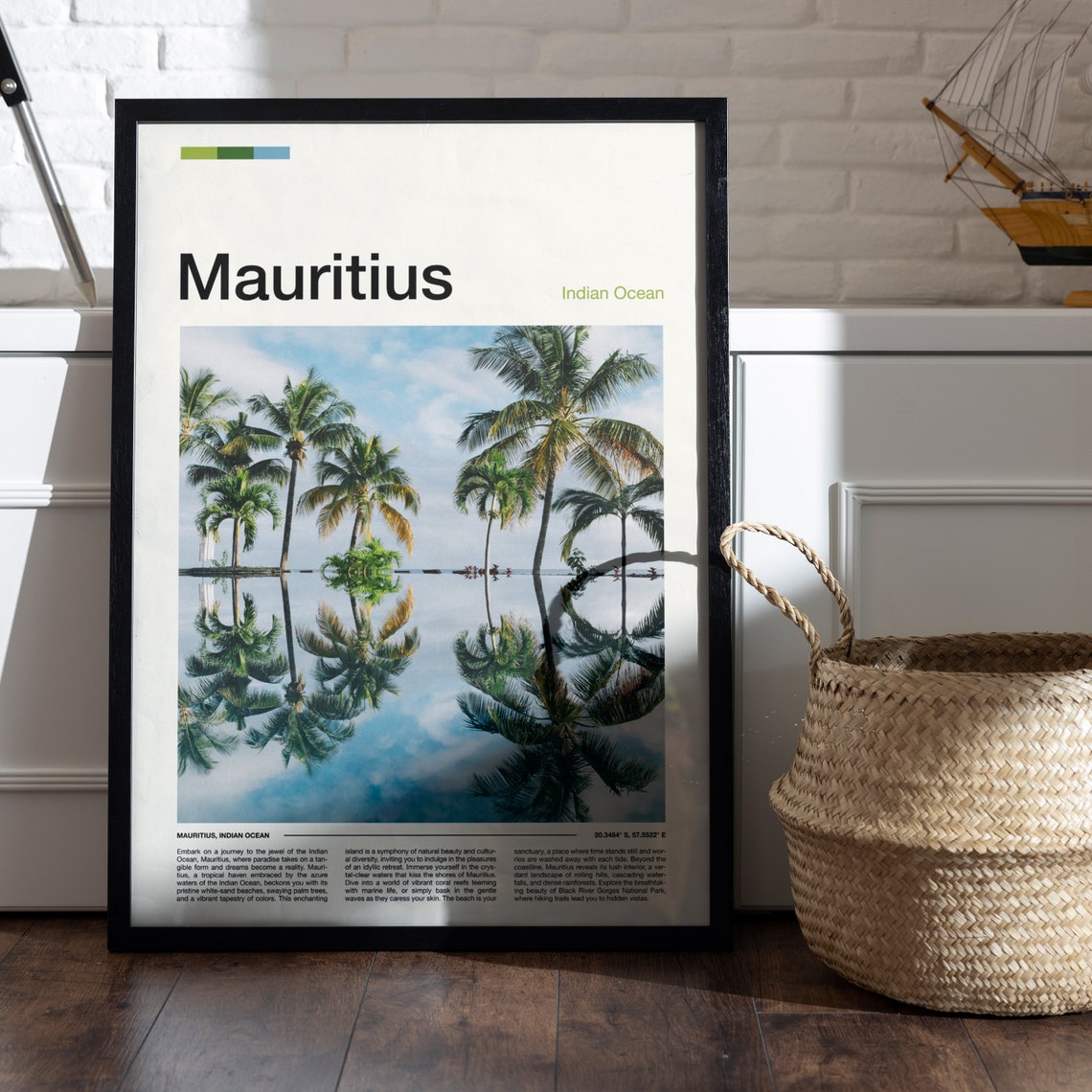 Mauritius Indian Ocean Palm Trees Infinity Pool Reflection Poster - Image 5