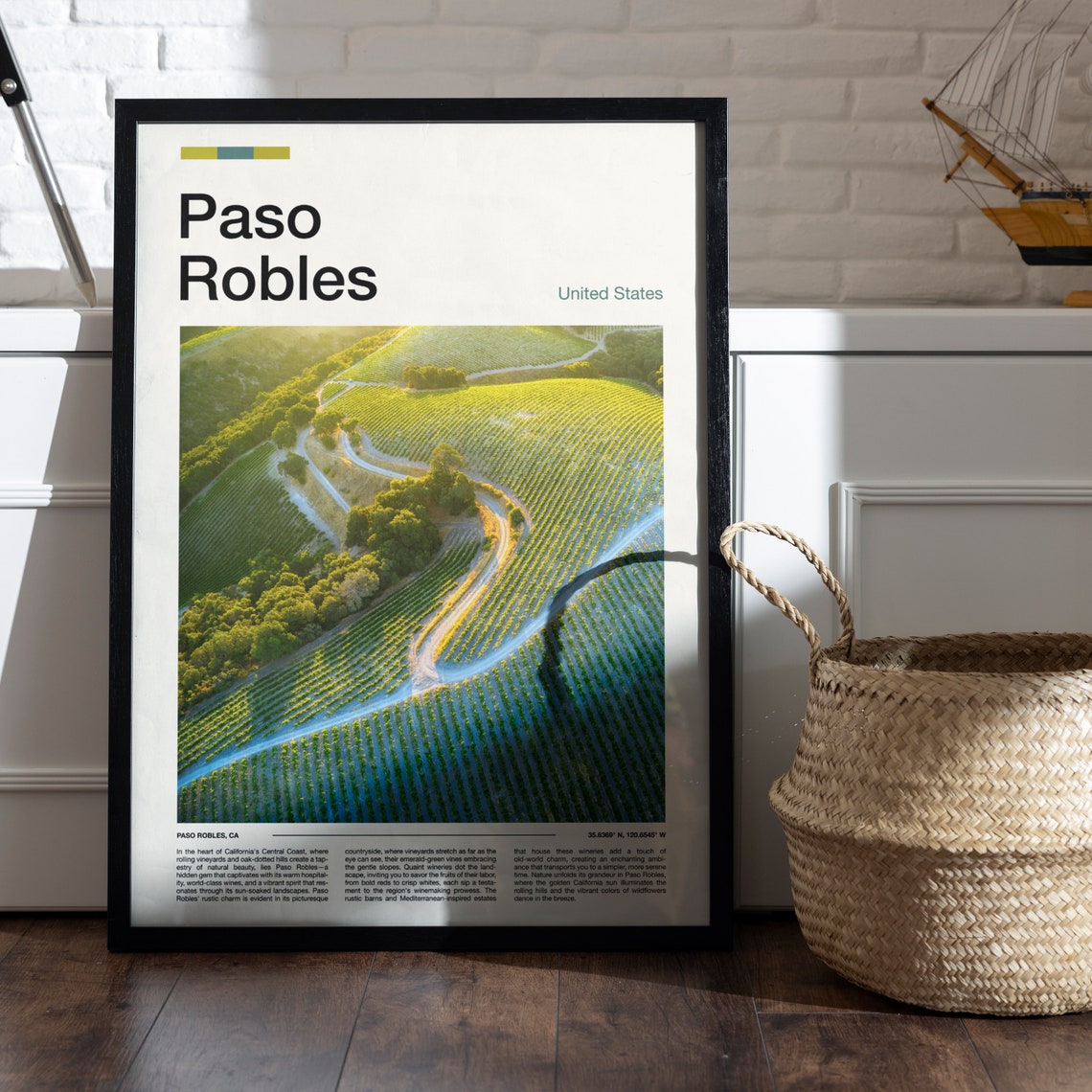 Paso Robles California Vineyard Aerial Sunset Wine Country Poster - Image 5