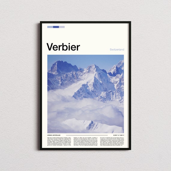 Verbier Print Verbier Poster Verbier Wall Art Verbier Art Print Verbier Photo Ski Resort Print Skiing Prints