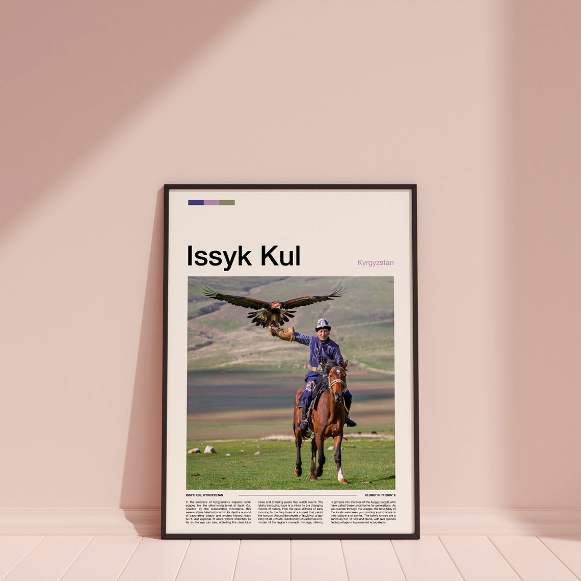 Issyk Kul Kyrgyzstan Golden Eagle Hunter Horseback Travel Poster - Image 3