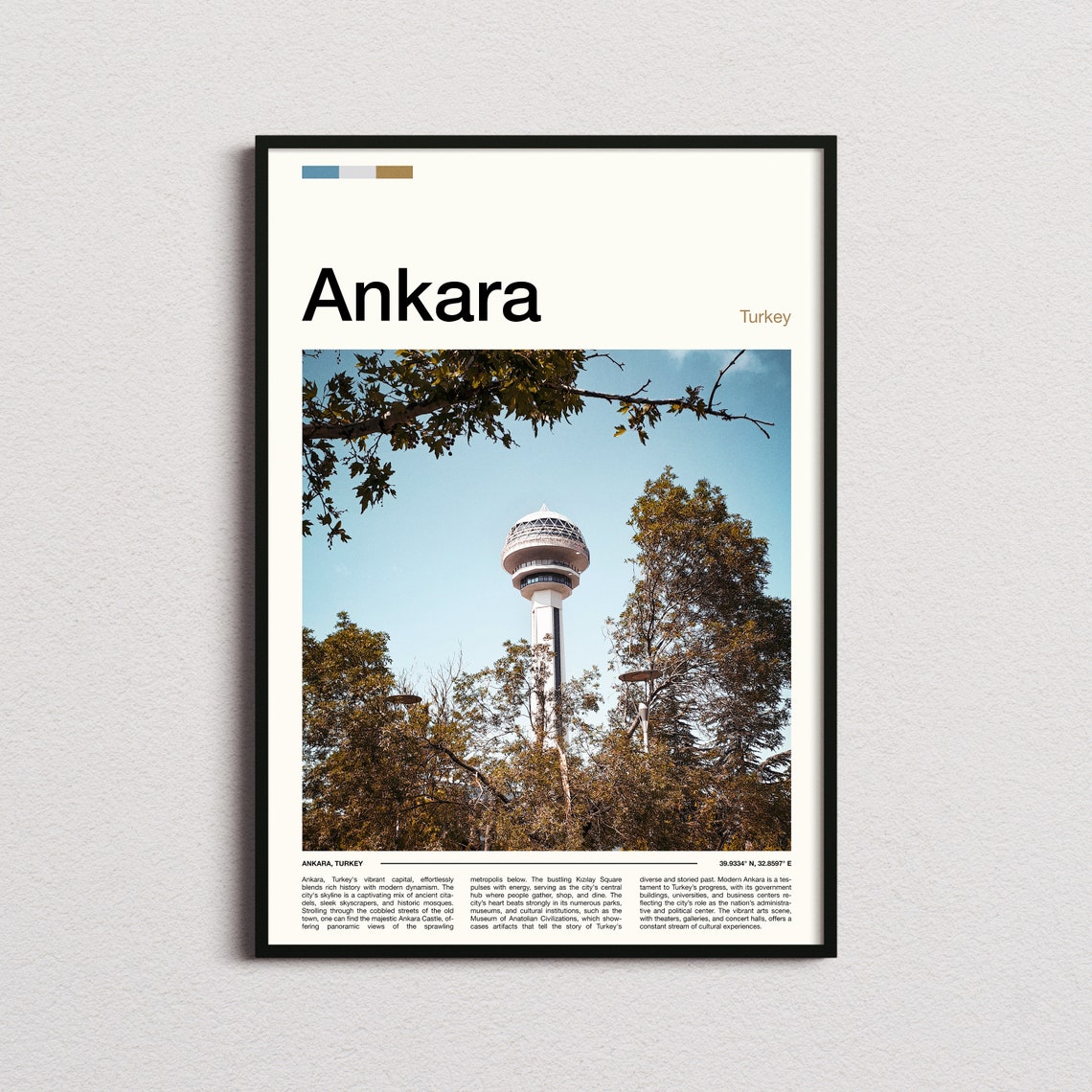 Ankara Turkey Atakule Observation Tower Trees Park Photo Poster
