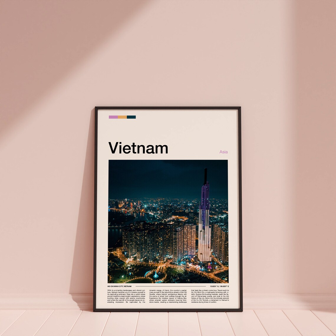 Ho Chi Minh City Night Skyline Vietnam Minimalist Travel Poster - Image 4