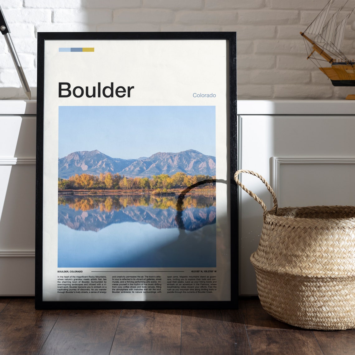 Boulder Colorado Mountain Lake Reflection Autumn Peaks Poster - Image 5