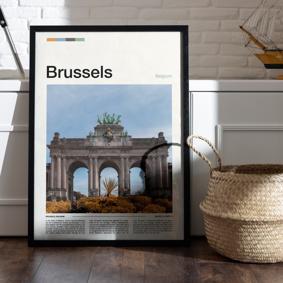Brussels Belgium Cinquantenaire Arch Monument Minimal Travel Poster - Image 5