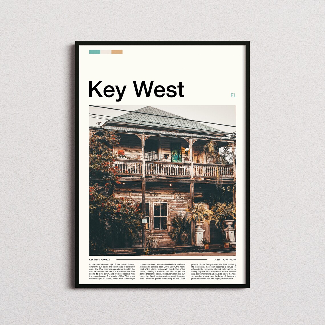 Key West Florida Historic Wooden Conch House Photo Art Poster