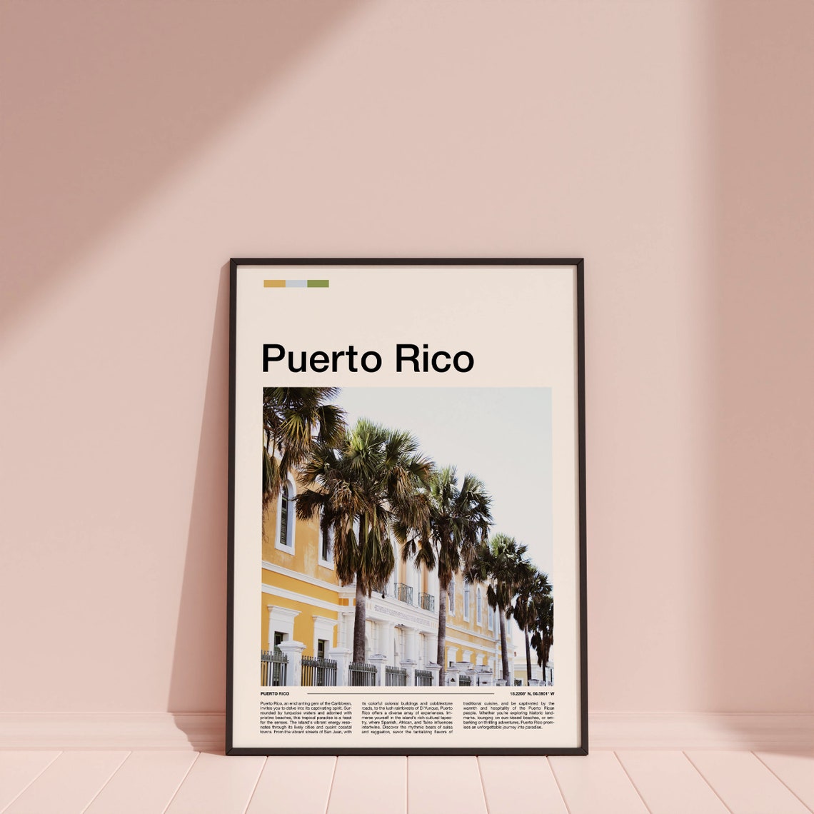 Puerto Rico San Juan Palm Tree Colonial Building Street Poster - Image 4